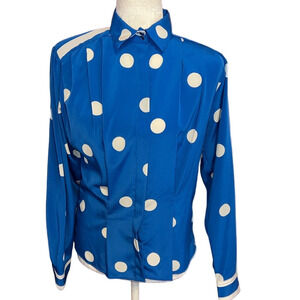 Vintage 80’s Stuart Lang Polka Dot Blouse 8 RARE